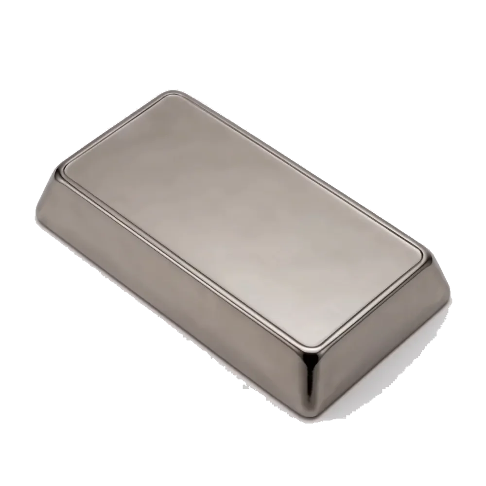 A platinum bar, photographed against a plain ground.