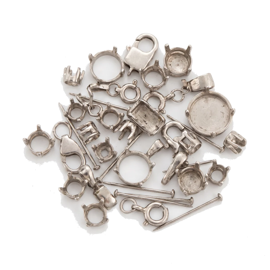 Platinum ring mounts and findings.
